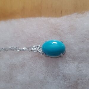 Sleeping Beauty Turquoise 925 DK Sterling Silver Pendant Necklace